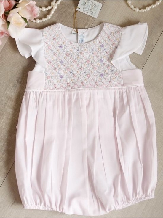Feltman Brothers Other - Feltman Brothers Smocked Baby Bubble Romper in Soft Pink